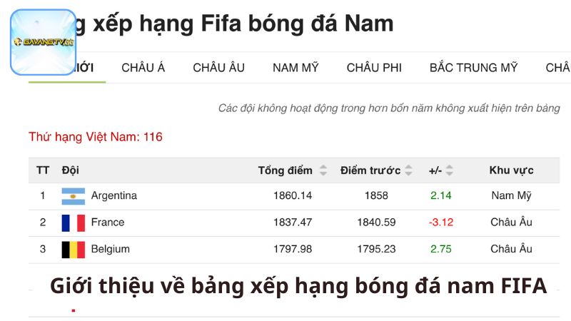Giới thiệu về bảng xếp hạng bóng đá nam FIFA