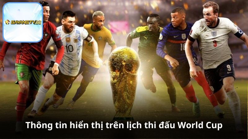 Thông tin hiển thị trên lịch thi đấu World Cup